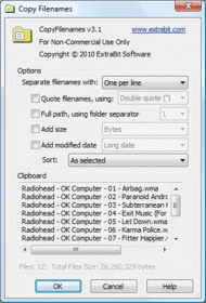 CopyFilenames screenshot